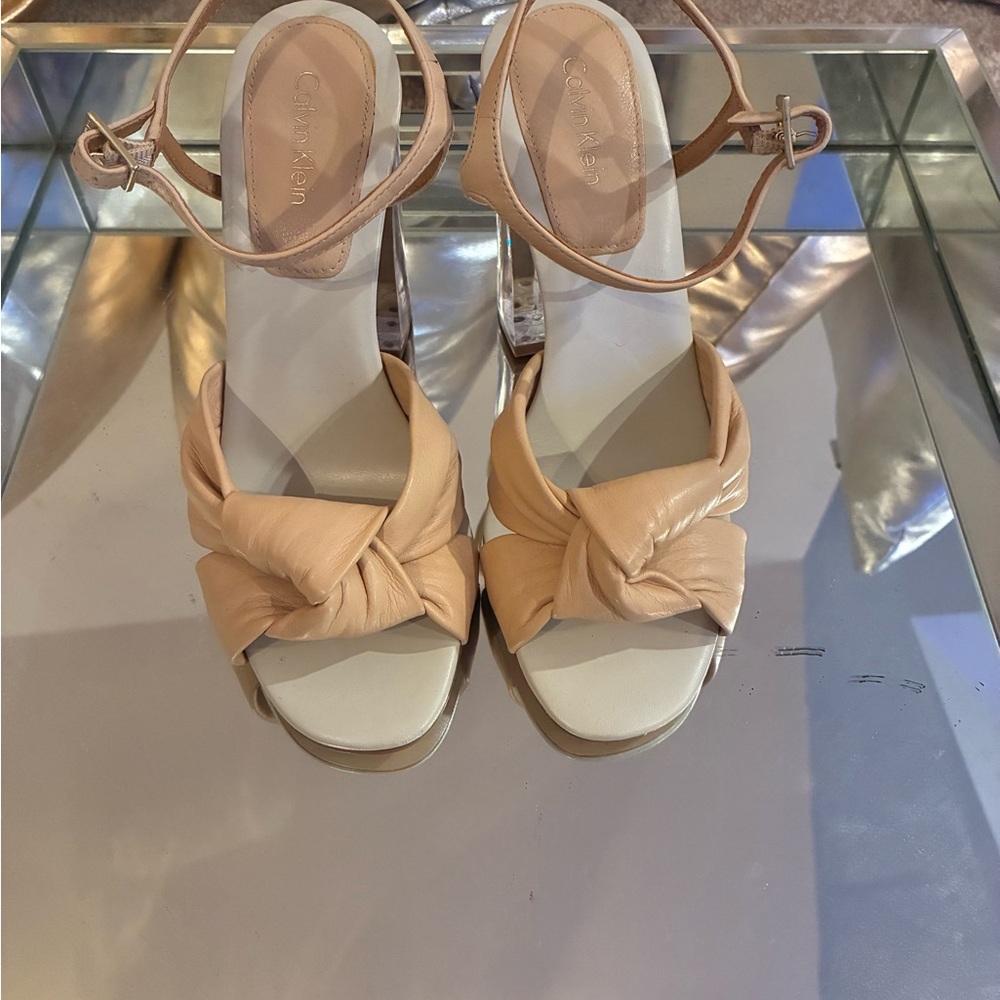 Calvin Klein Tan Knotted Heels